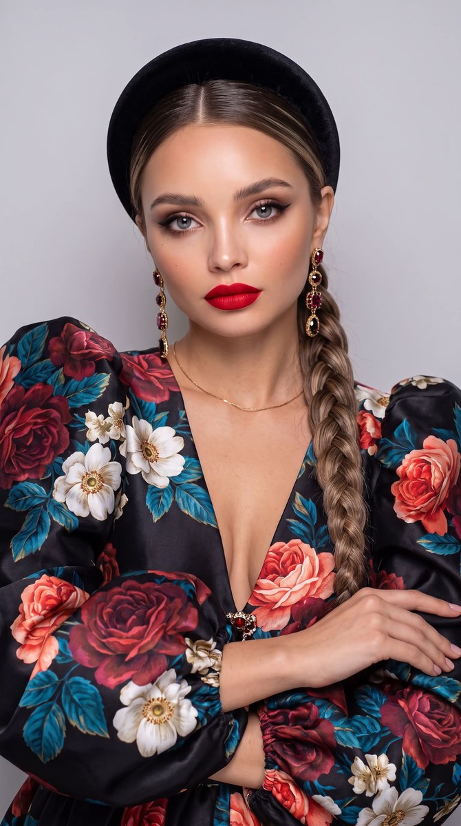 Photorealistic Floral Fashion Portrait