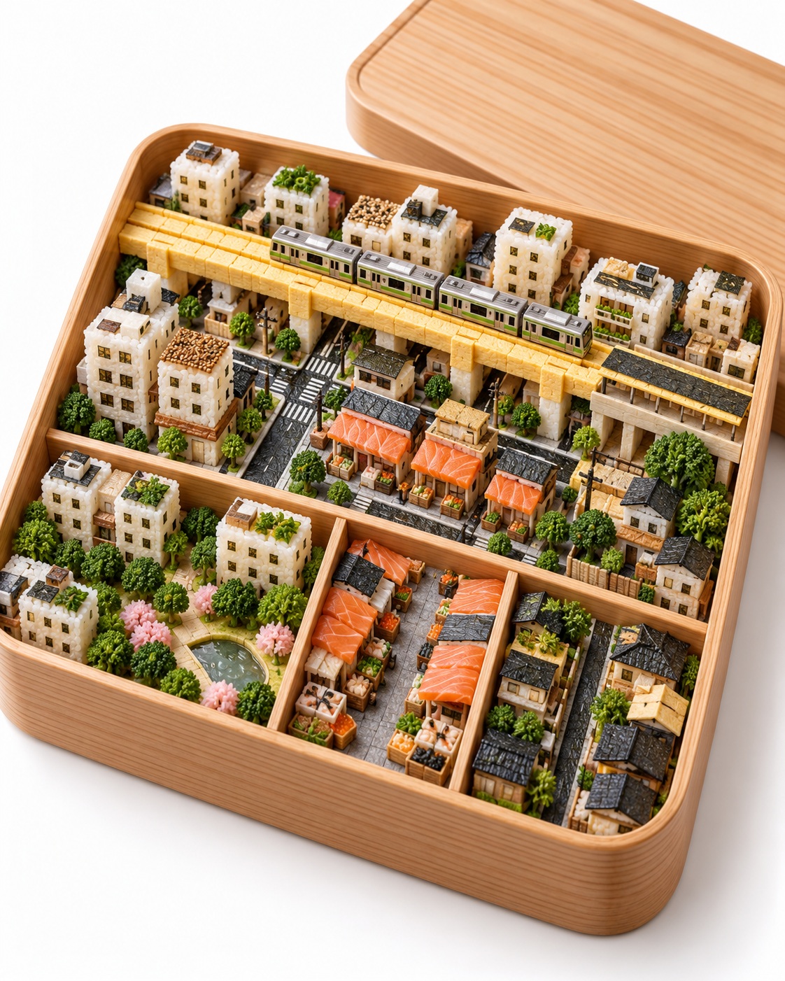 Edible Miniature Neighborhood in a Lunchbox