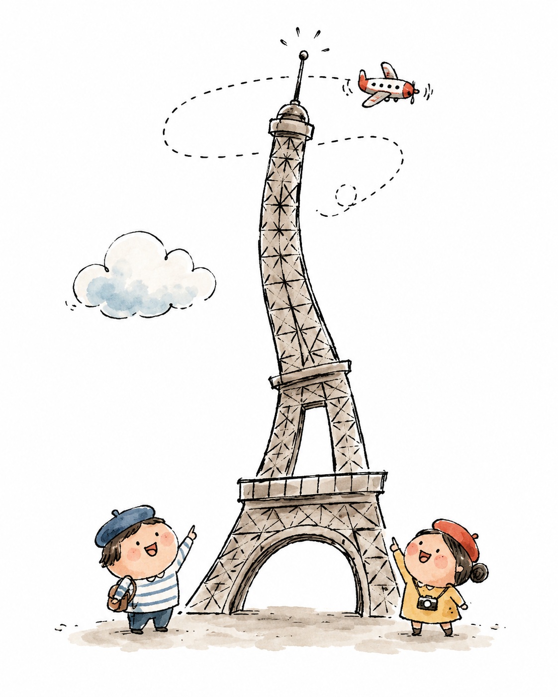 Whimsical Hand-Drawn Eiffel Tower Illustration output 2