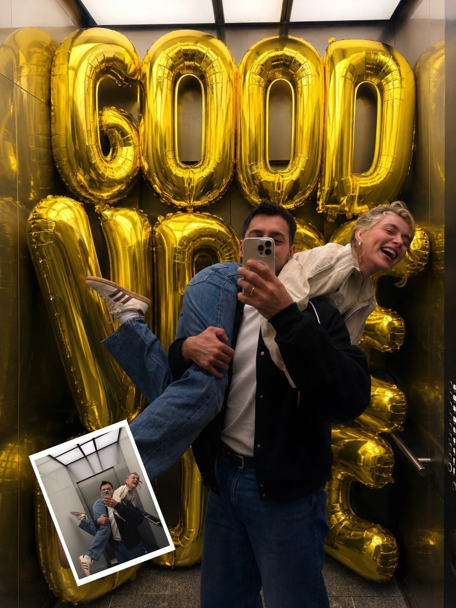 Luxury Mirror Selfie with Oversized Foil Balloons output 2