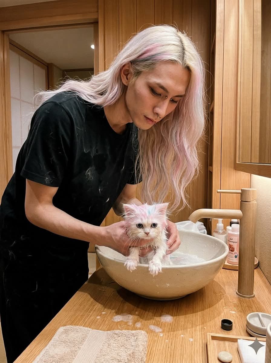 Documentary-Style Kitten Bath Photo output 2