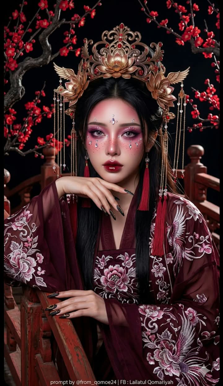 Cinematic Hanfu Portrait with Burgundy Hijab output 3