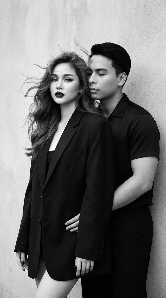 Dark Romantic Black-and-White Couple Editorial Portrait output 3
