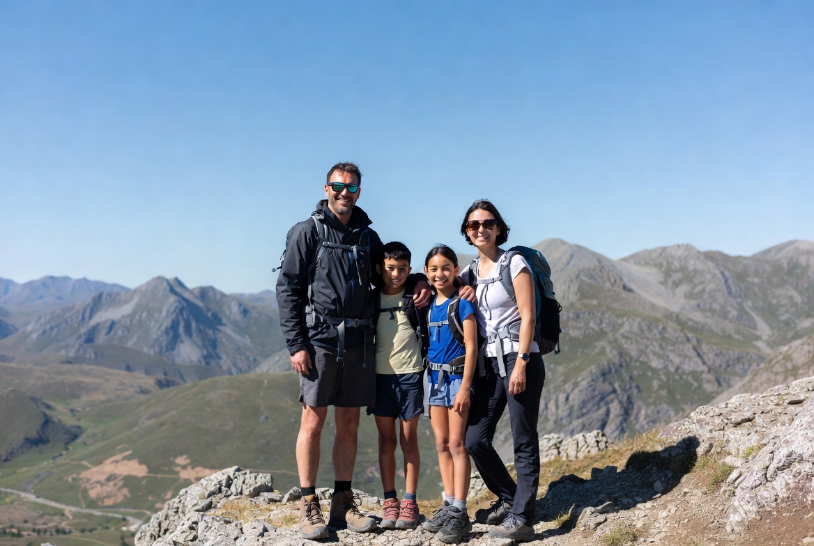 Outdoor Family Adventure Photo on a Mountain Trail