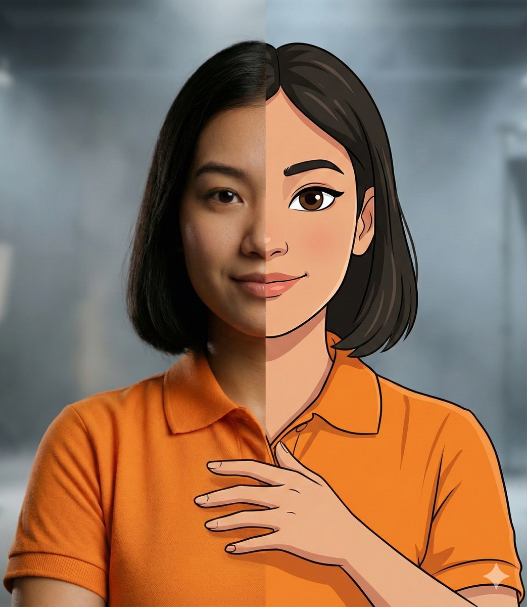 Half-Realistic, Half-Cartoon Portrait output 2