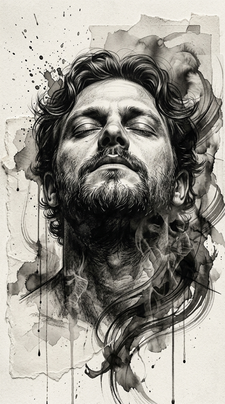 Surreal Charcoal and Ink Portrait