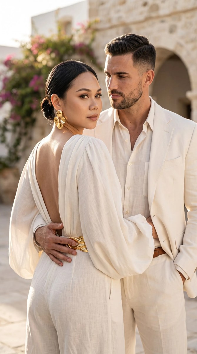 Mediterranean Luxury Editorial Couple Portrait output 1