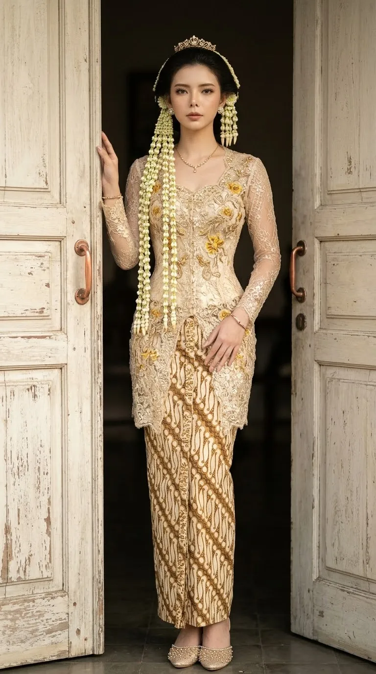 Indonesian Bridal Portrait at a Weathered Doorway output 1