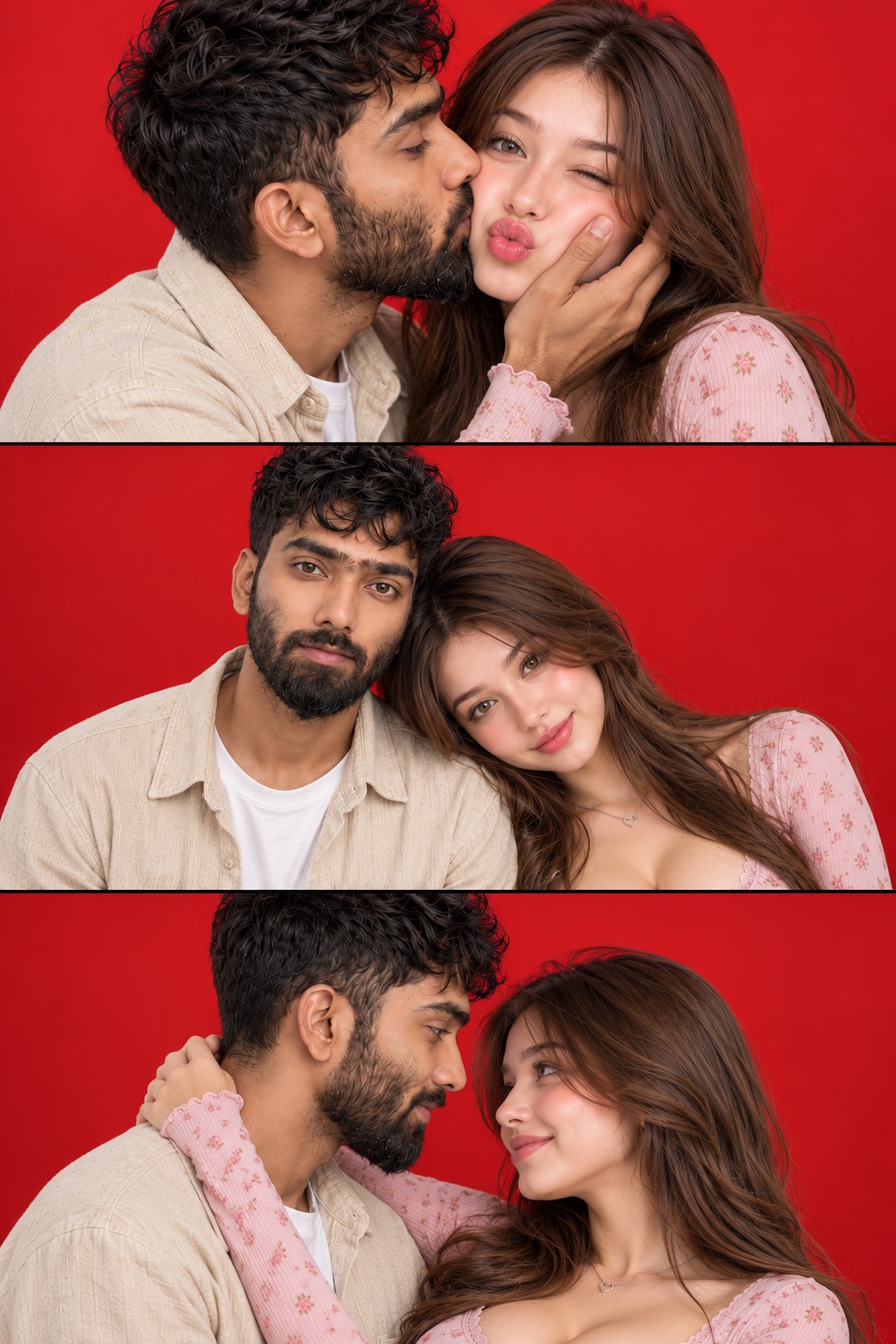 Three-Panel Romantic Couple Photo Strip