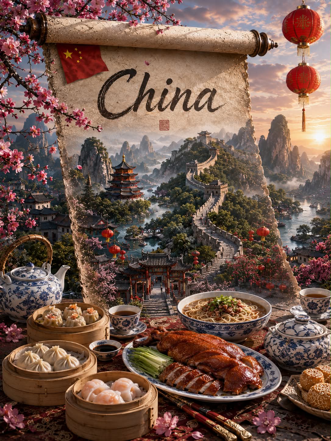 Cinematic Fantasy Travel Postcard in a Parchment Scroll output 4