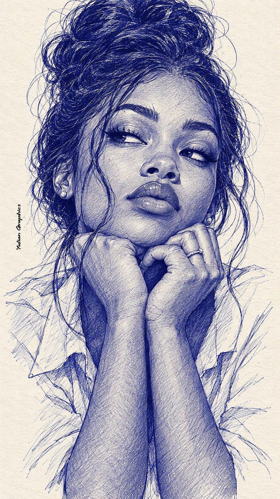 Sapphire Ballpoint Portrait of a Young Woman