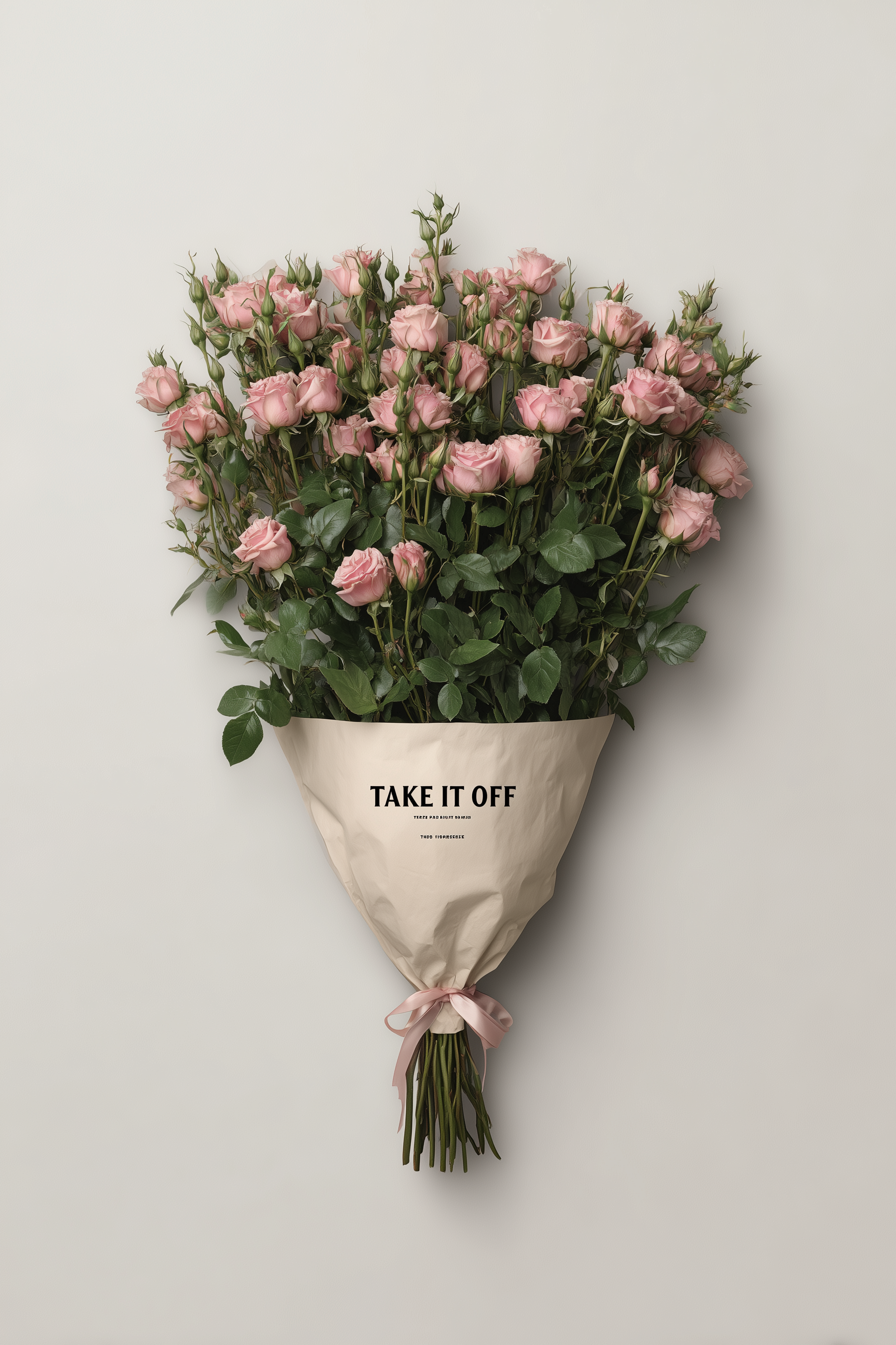 Create a Hyper-Realistic Editorial Photograph of a Pink Rose Bouquet
