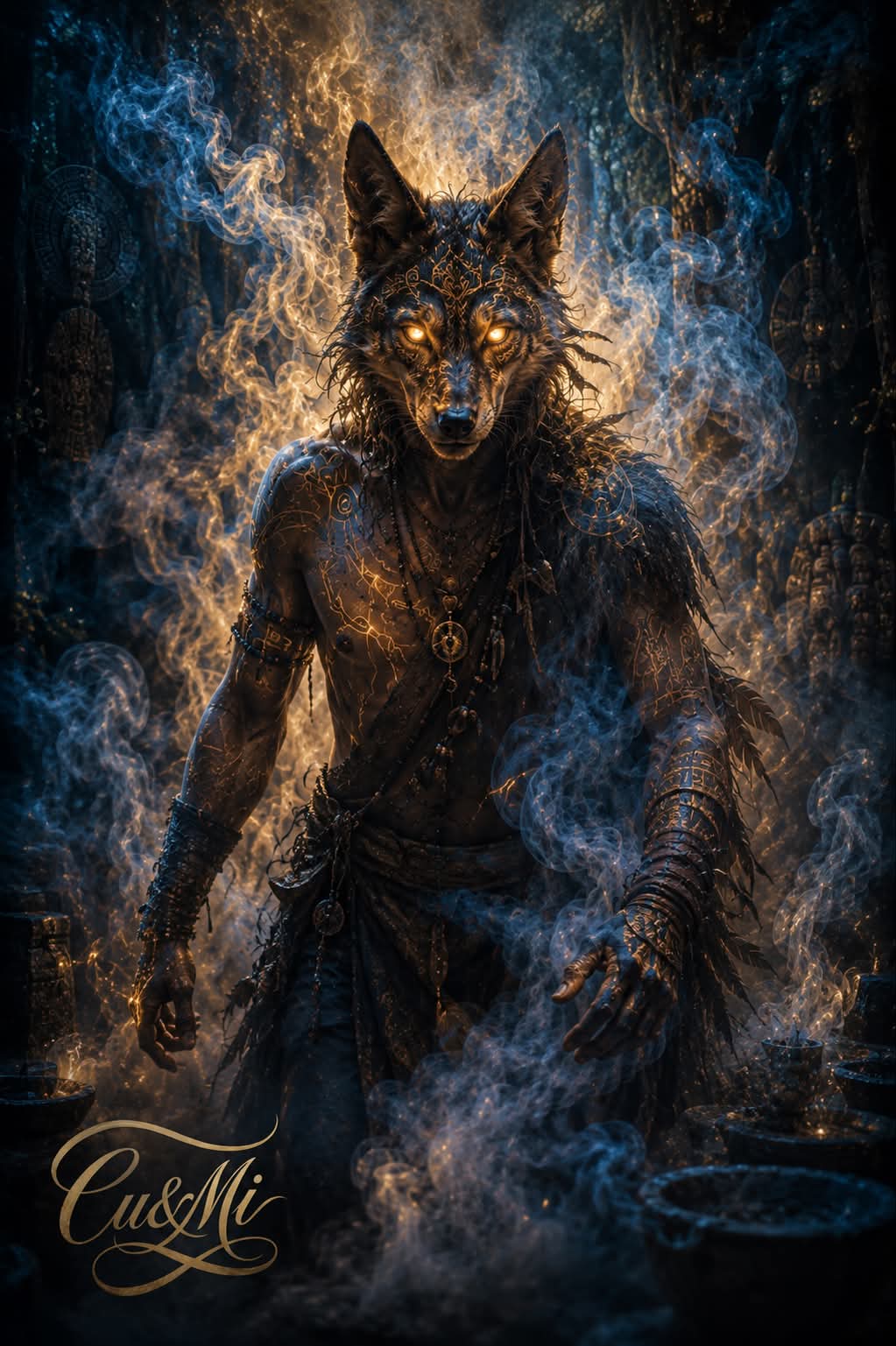 Coyote Hybrid Emerging from Copal Smoke