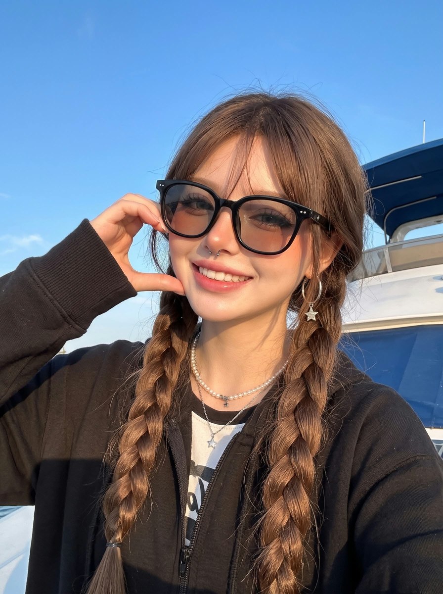 Golden-Hour Yacht-Side Selfie output 4