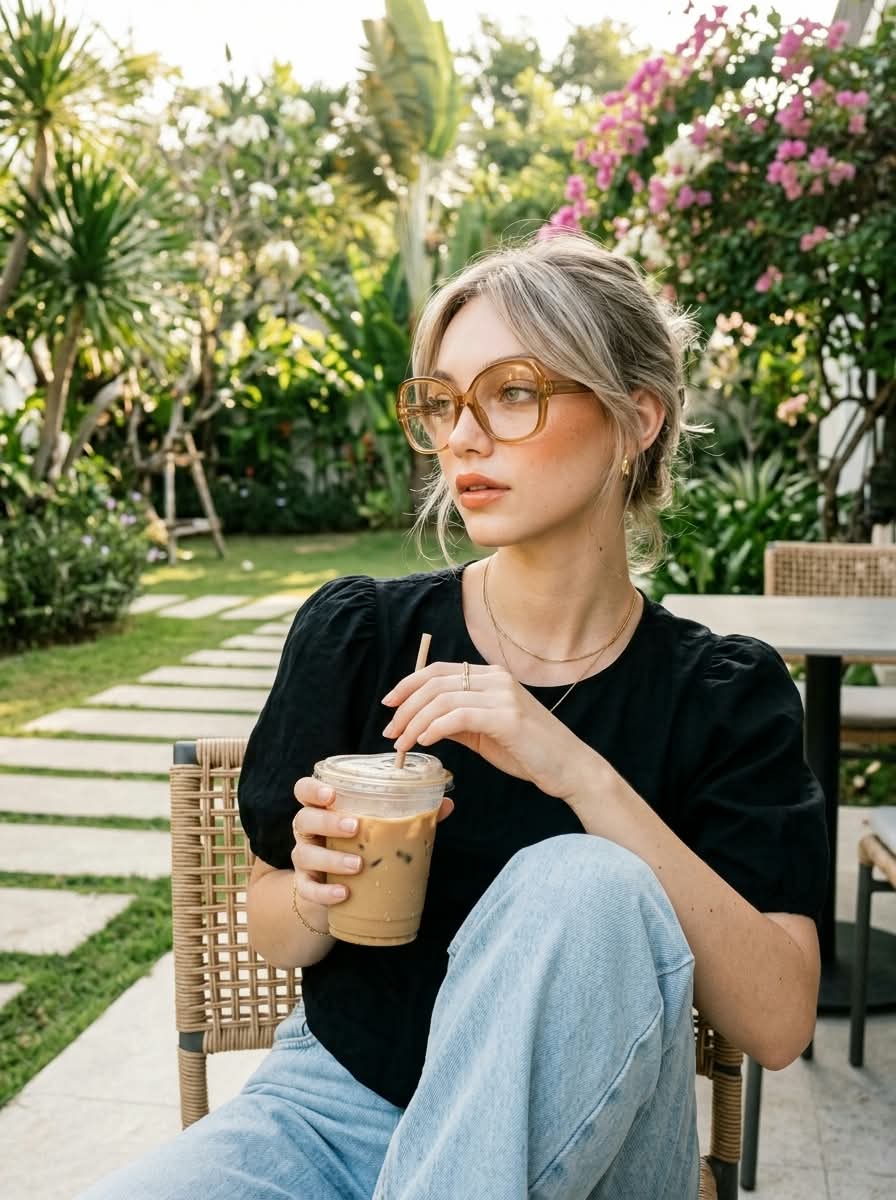 Warm Café Courtyard Fashion Portrait output 7
