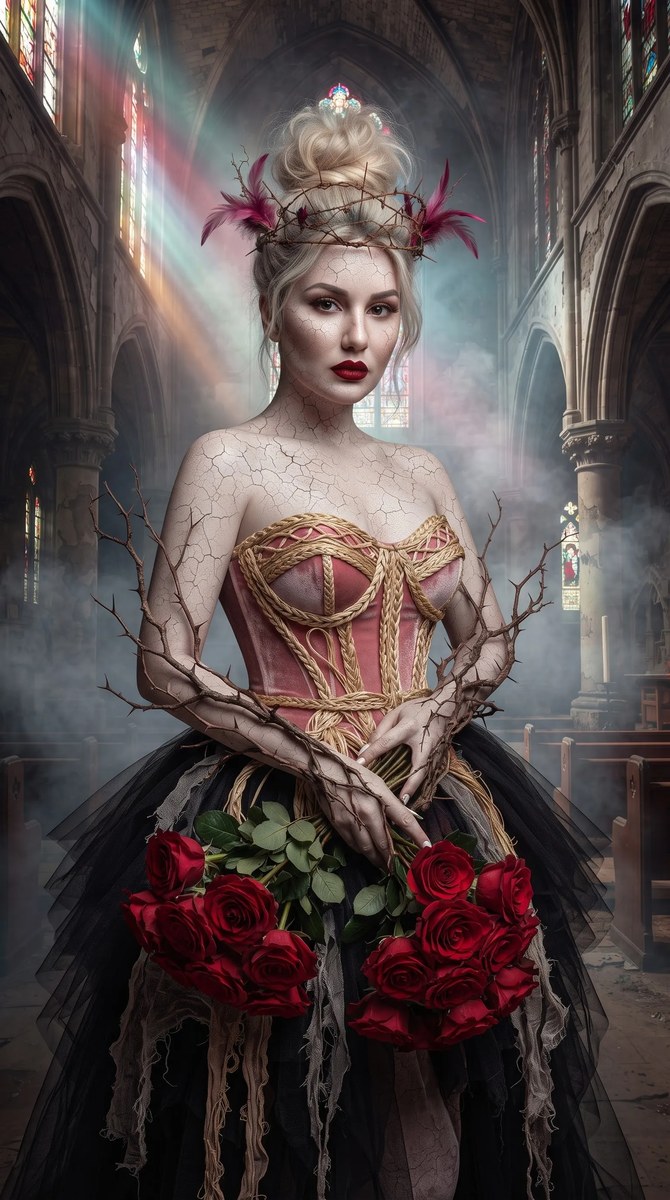 Gothic Couture Editorial in an Abandoned Cathedral