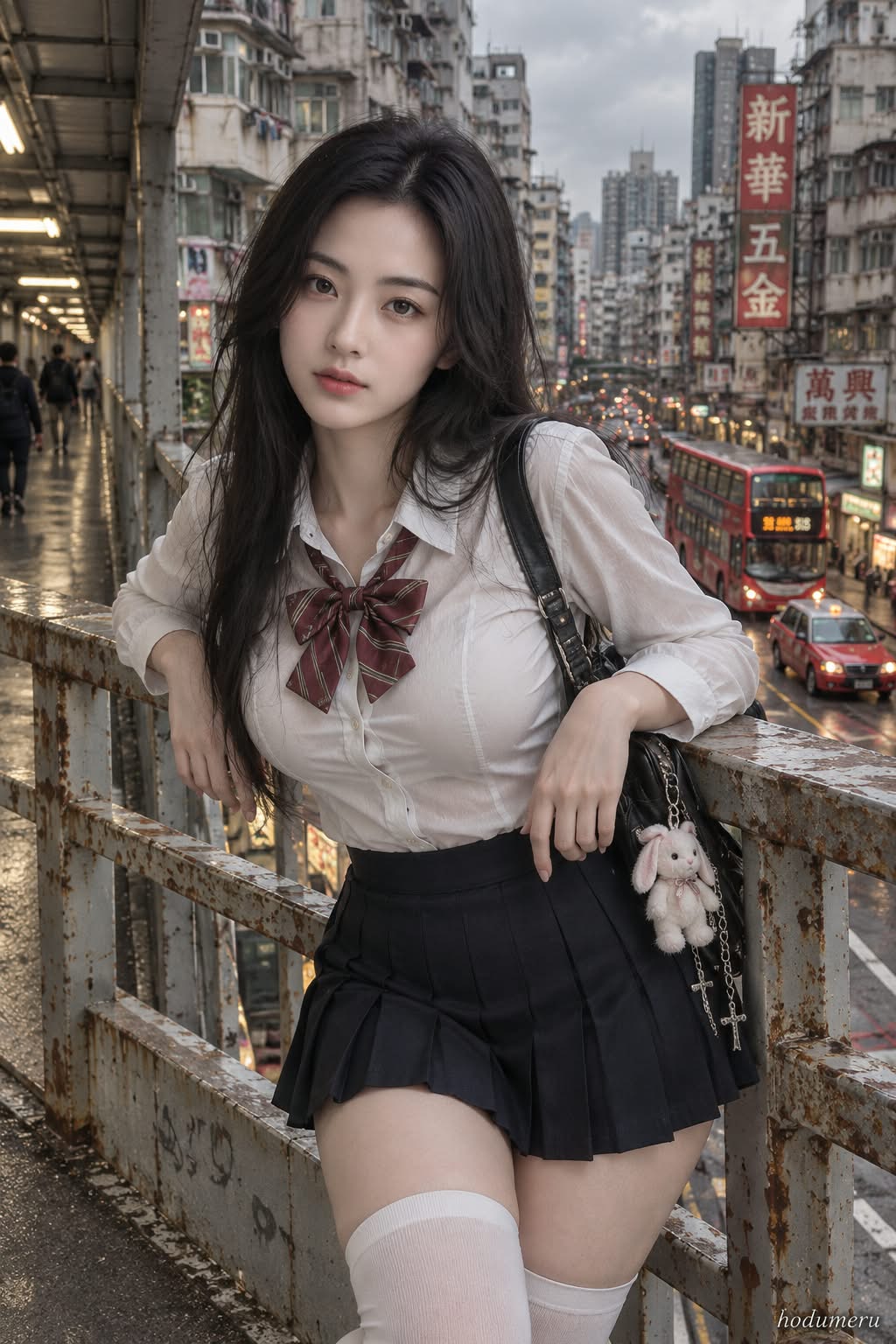 Adult Woman on an Old Hong Kong Footbridge output 2