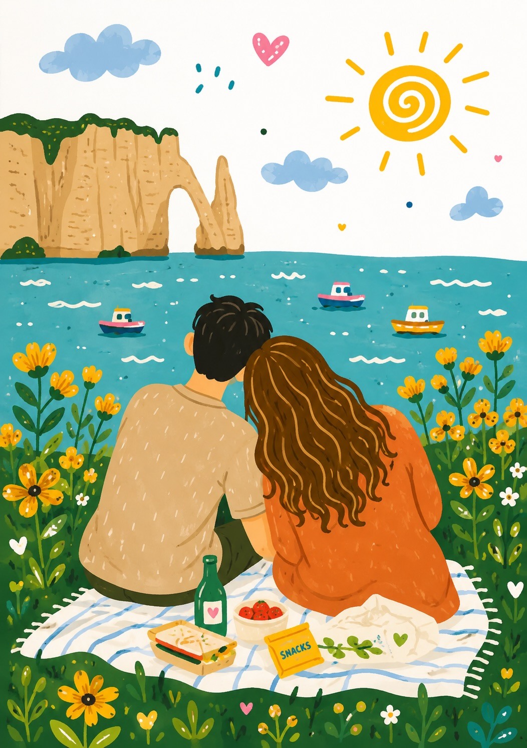 Whimsical Folk Illustration with Doodle Elements