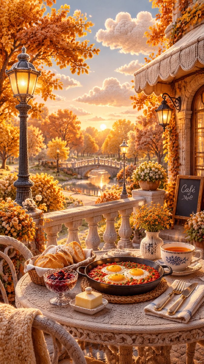 Knitted Autumn Café Diorama output 1