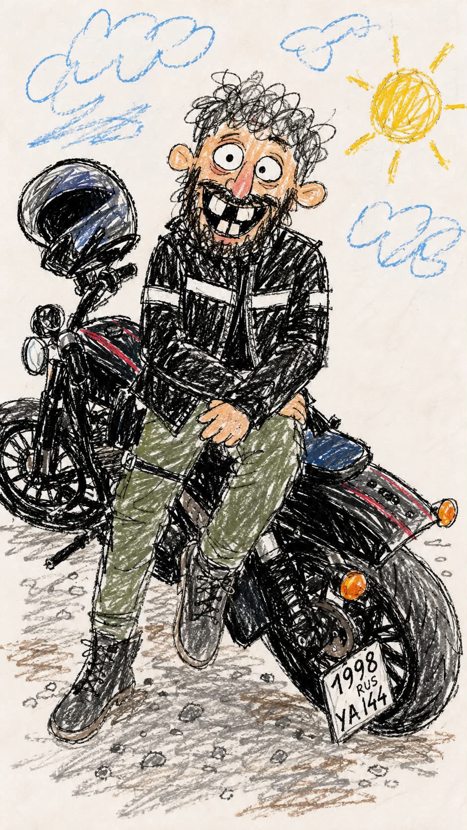 Funny Crayon-Style Doodle Character