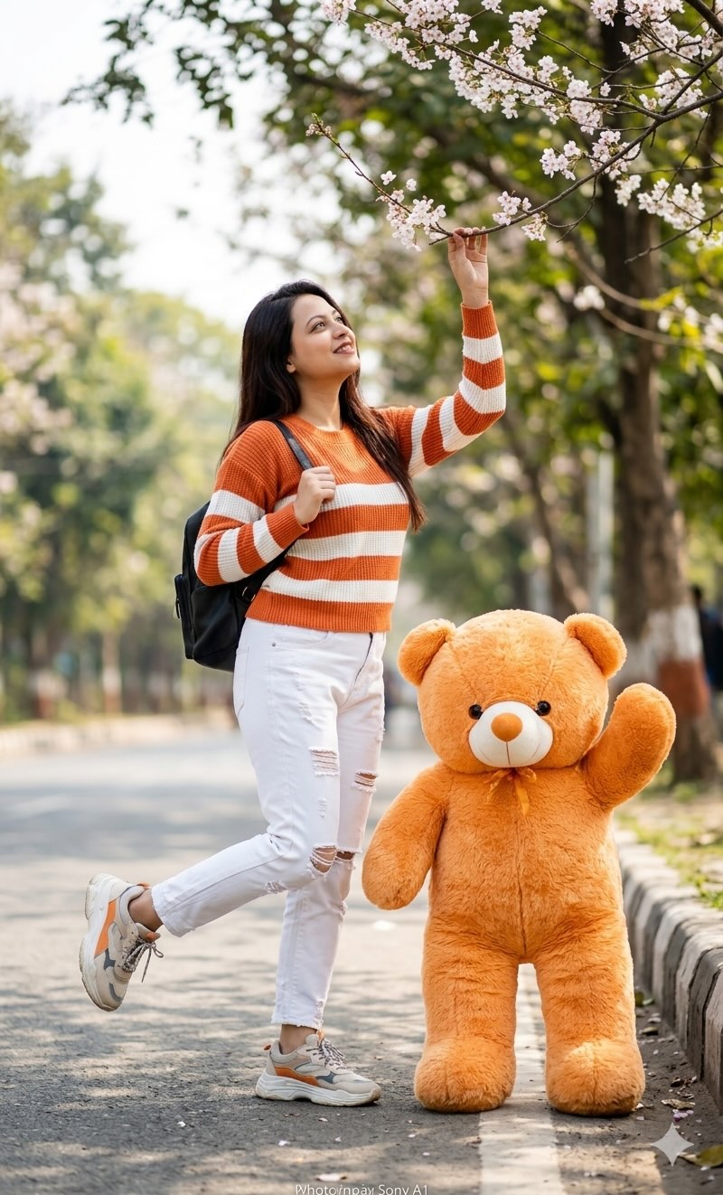 Ultra-Realistic Portrait with an Orange Teddy Bear output 1