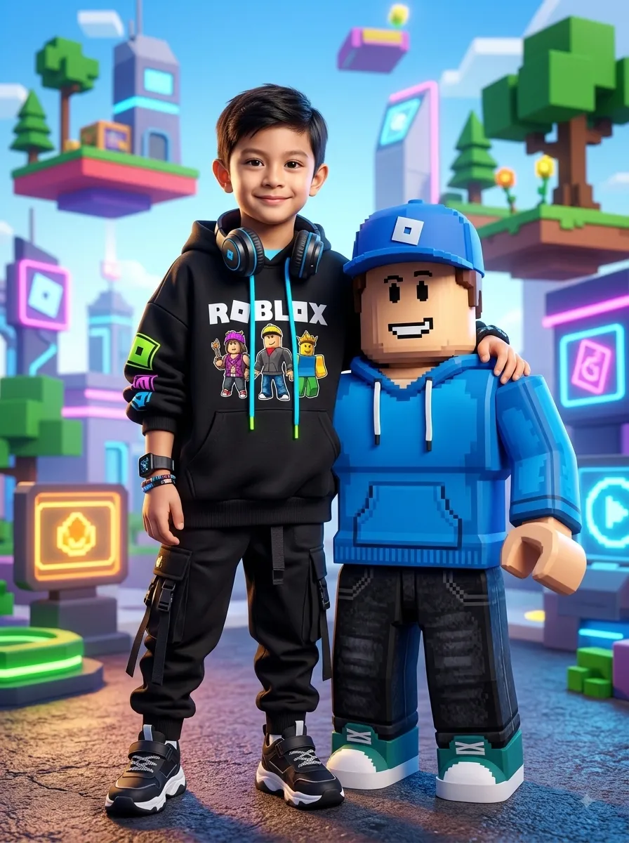 Photorealistic Portrait in a Roblox-Inspired World output 4