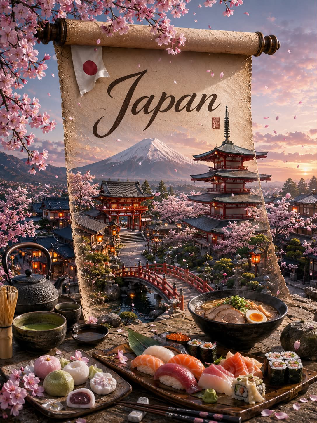 Cinematic Fantasy Travel Postcard in a Parchment Scroll output 3