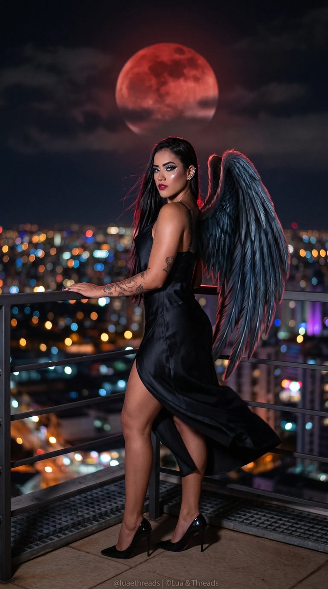 Dark Angel on a Rooftop Beneath a Blood Moon output 4