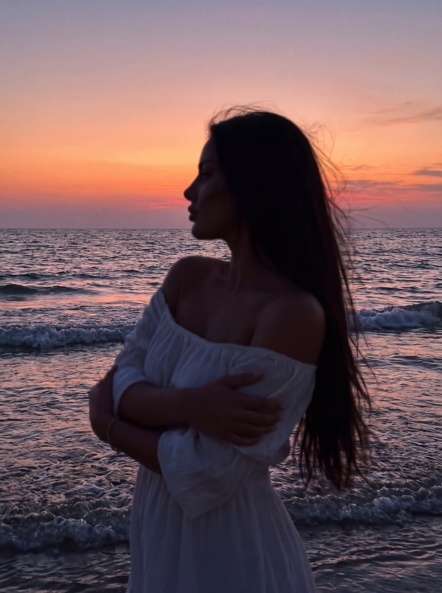 Dreamlike Beach Portrait at Sunset