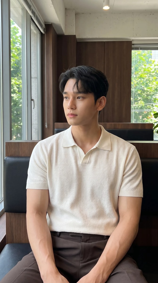 Candid Café Portrait of a Young Man