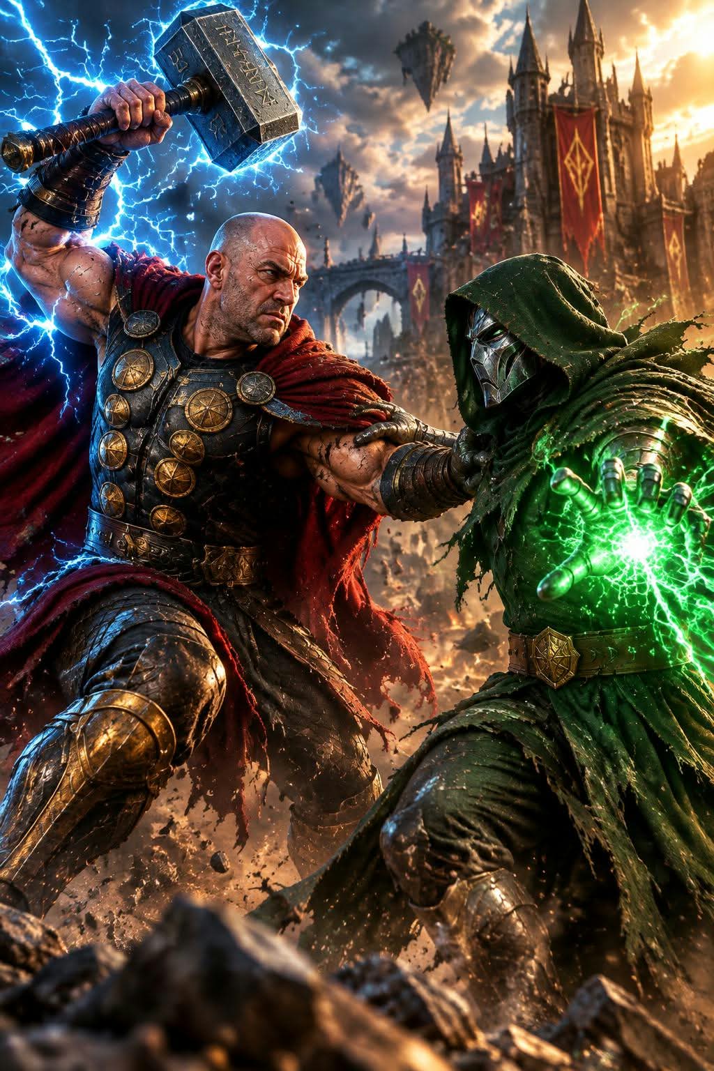 Cinematic Fantasy Battle Between Two Warriors