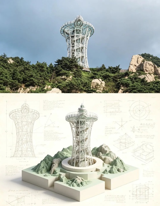 Photo and Isometric Study Poster with Da Vinci-Inspired Sketches output 5