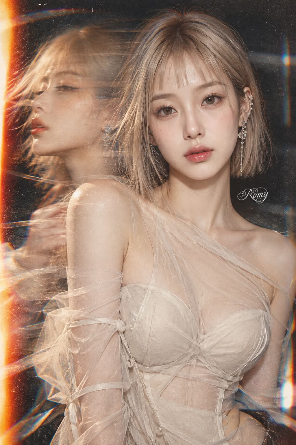 Double-Exposure Fashion Editorial Portrait