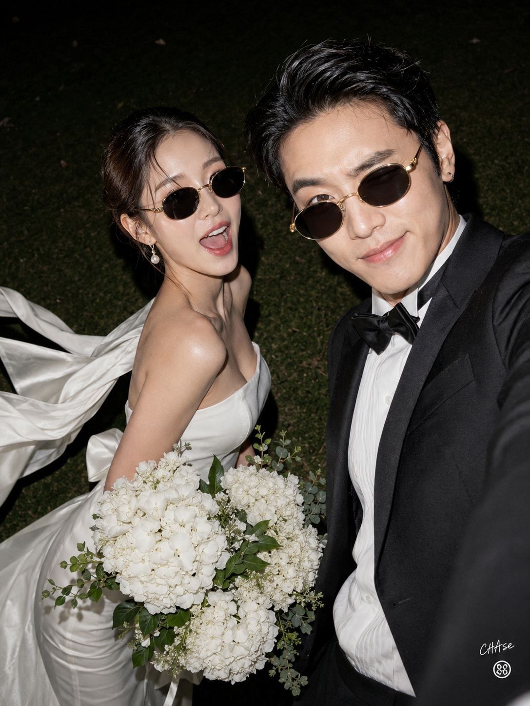 Flash-Lit Outdoor Wedding Selfie output 1