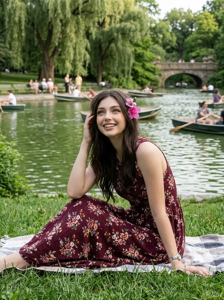 Lakeside Portrait with a Pink Flower output 5