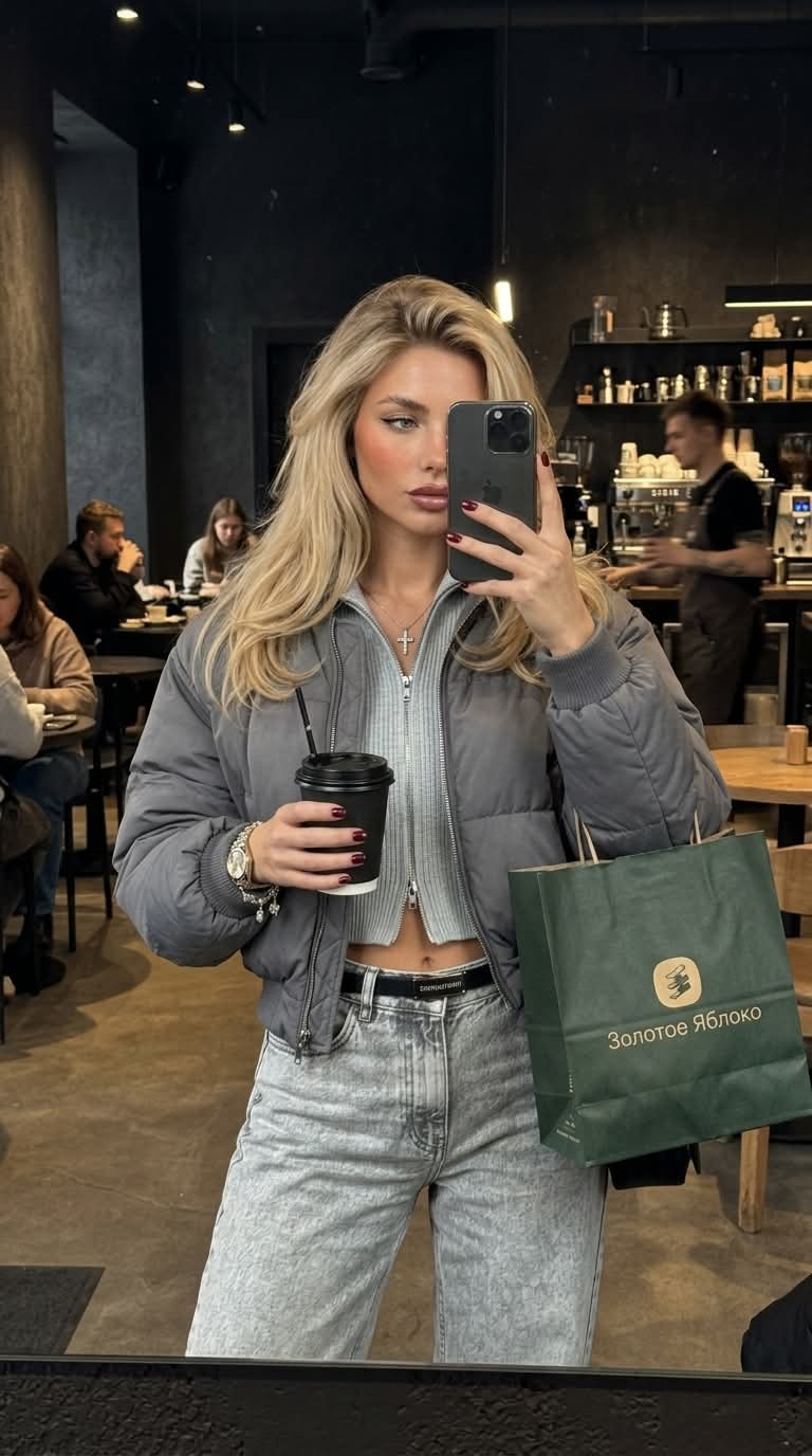 Realistic Coffee-Shop Mirror Selfie output 2