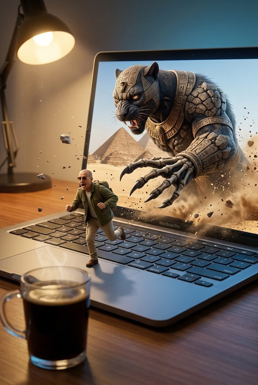 Tiny Runner and Panther Monster on a Laptop Keyboard output 1