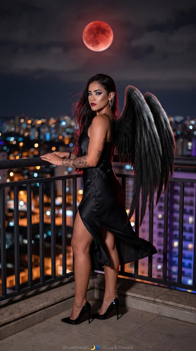Dark Angel on a Rooftop Beneath a Blood Moon output 3