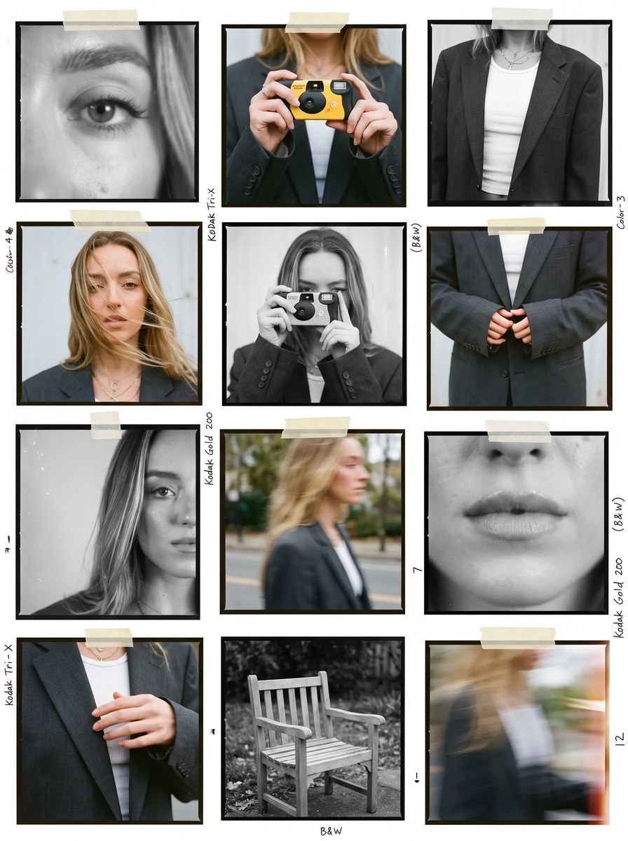 Analog Film Contact Sheet of an Unposed Young Woman output 5