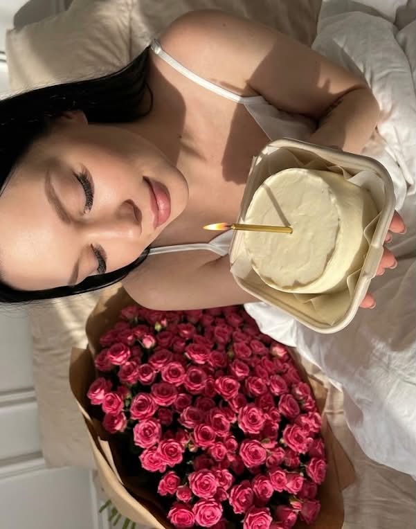 Candlelit Bento Cake and Rose Bouquet Portrait output 2