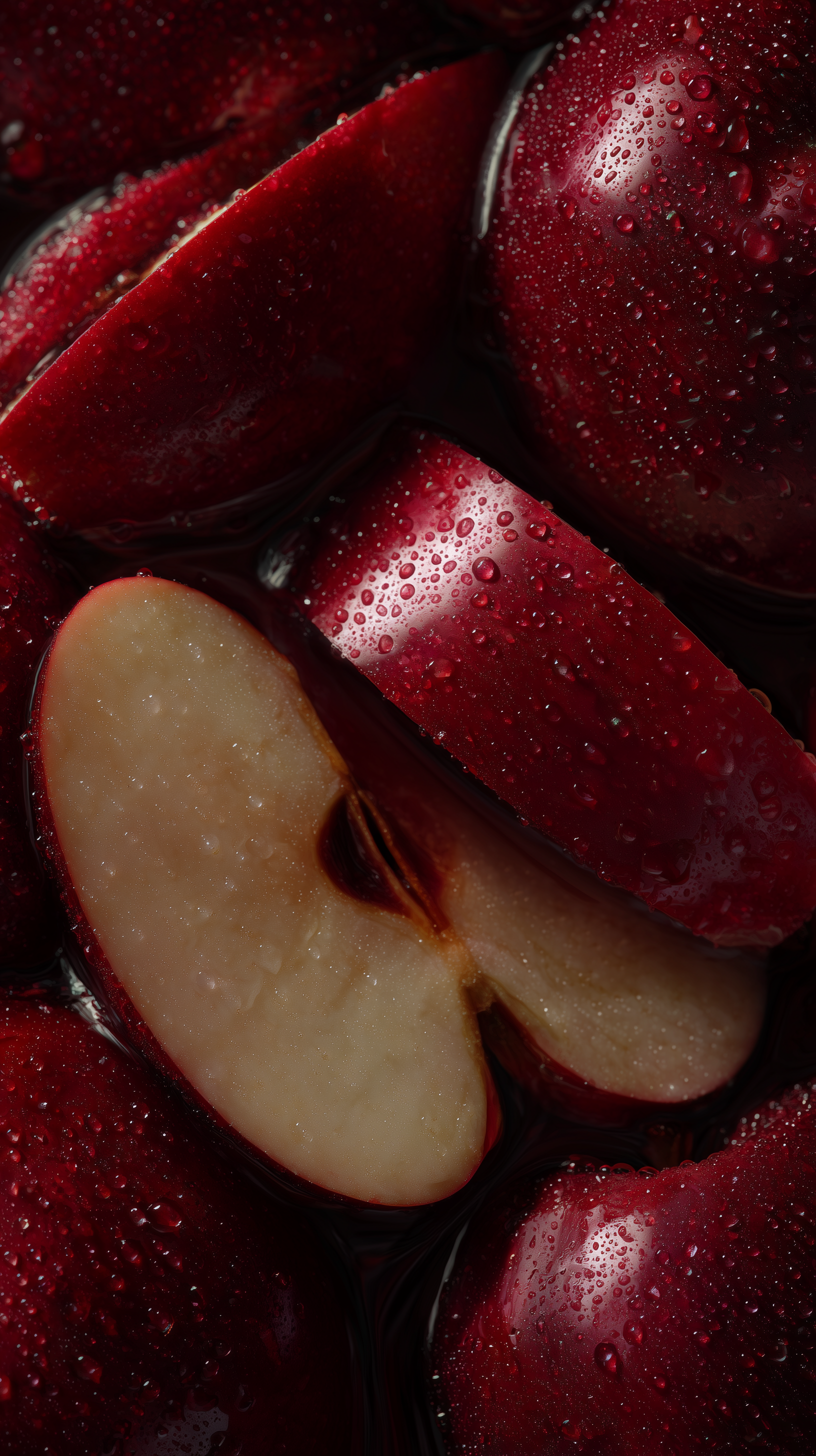 Photorealistic Macro Image of Glossy Red Apples