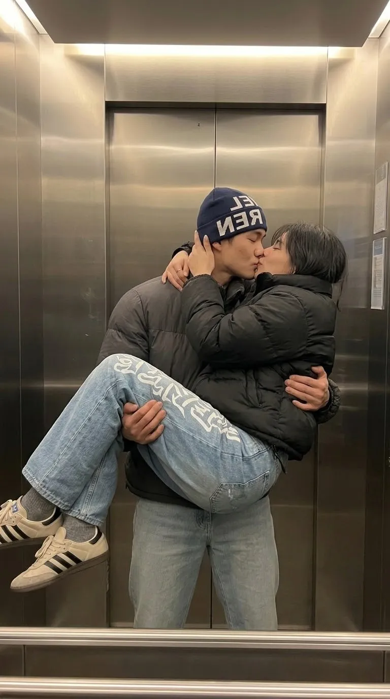 Playful Couple Elevator Mirror Selfie output 6