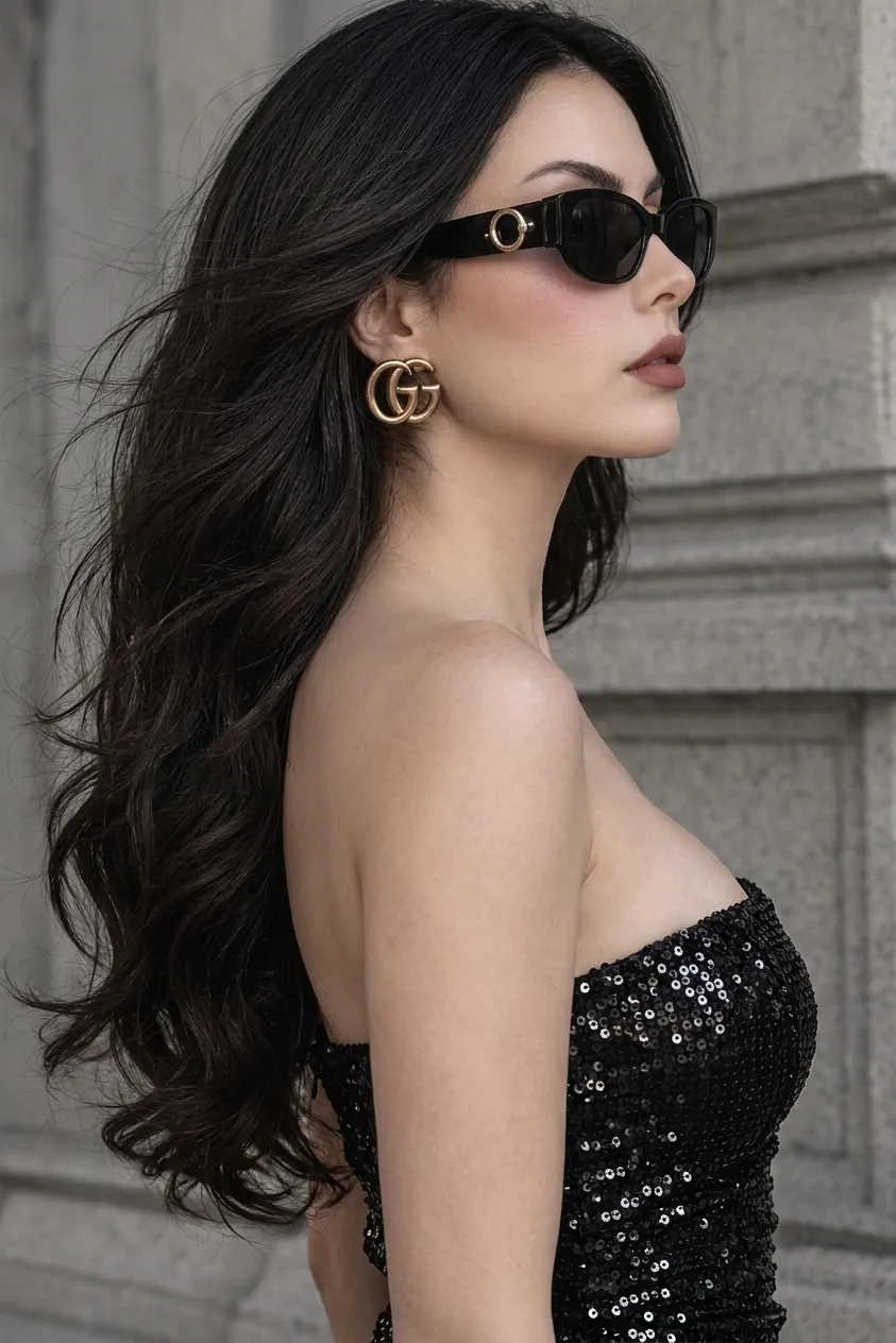 Luxury Urban Fashion Editorial in Black Sequins output 2