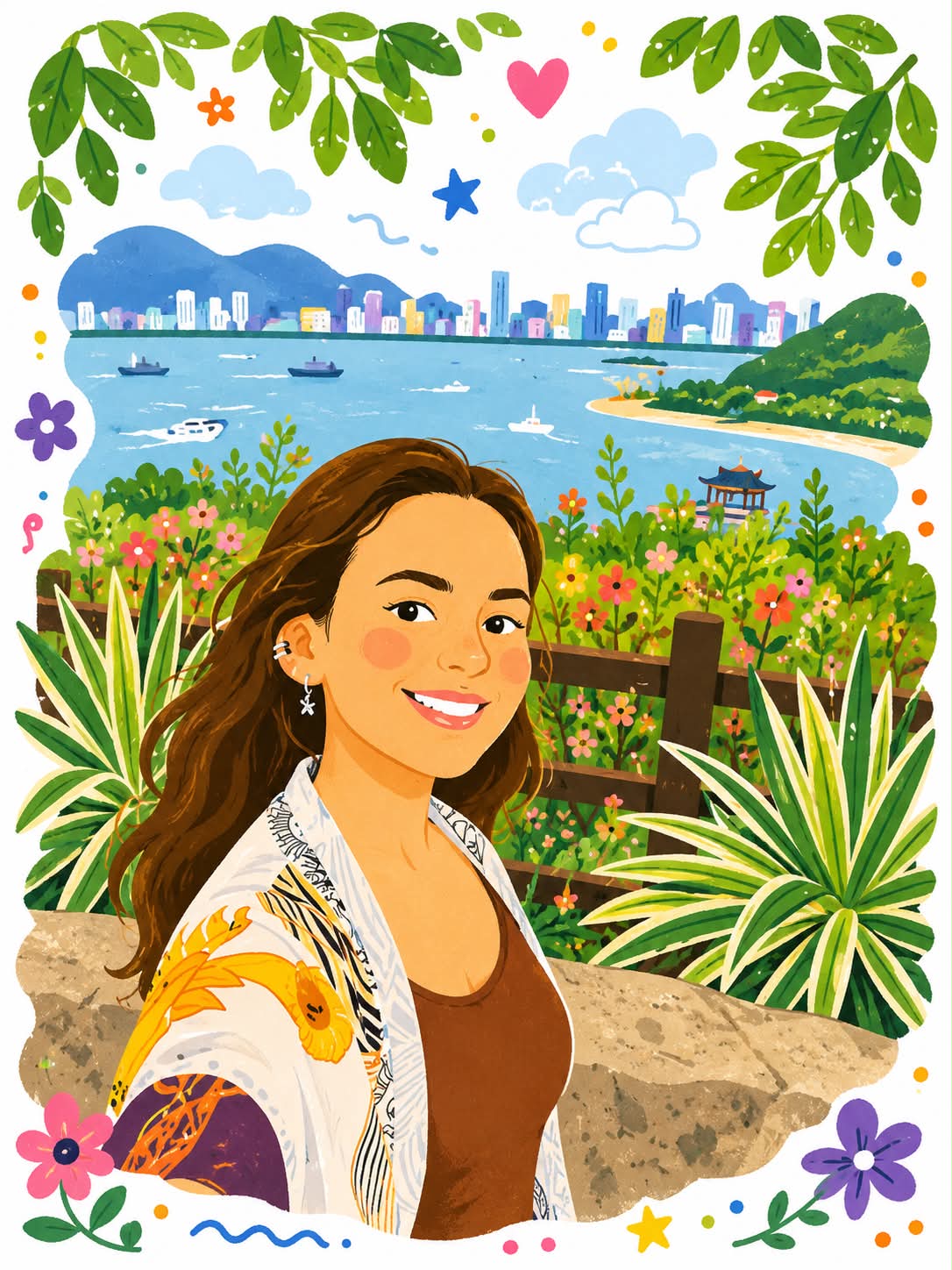 Decorative Folk Flat Illustration with Doodle Elements output 4