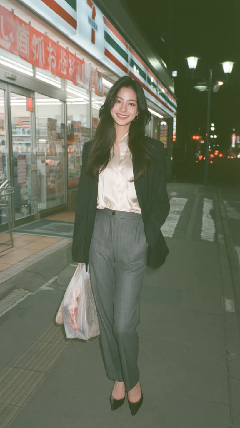 Nighttime Japanese Convenience Store Editorial Portrait output 2
