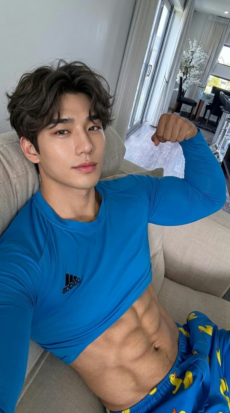 Blue Athletic Selfie on a Sofa output 2