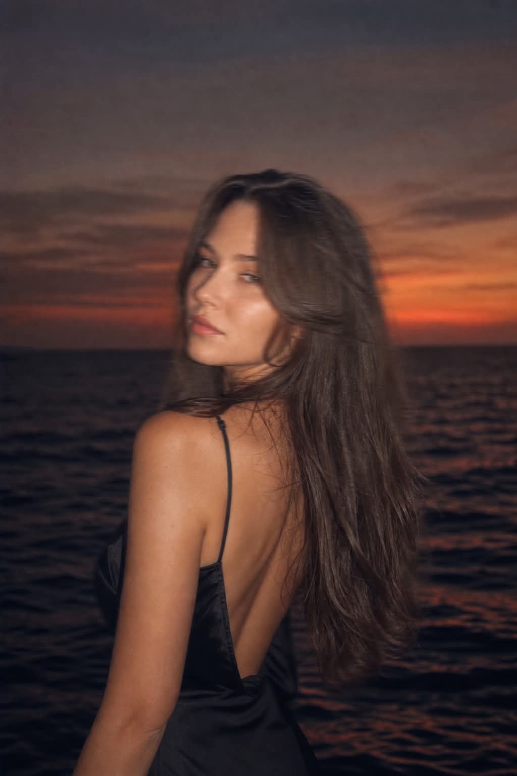 Cinematic Sunset Portrait by the Sea