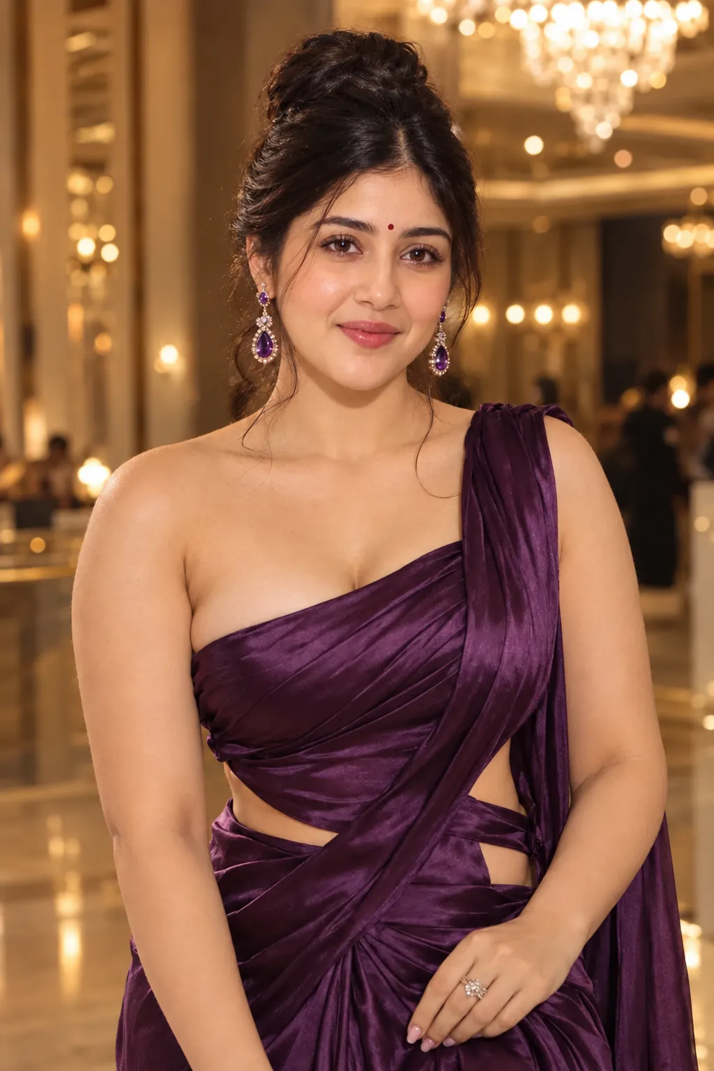 Ultra-Realistic Ballroom Saree Portrait output 1