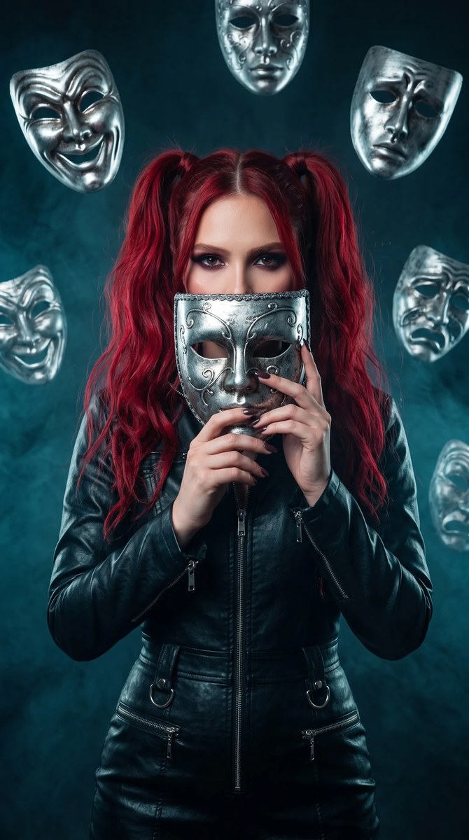 Gothic Editorial Portrait with a Silver Venetian Mask output 7