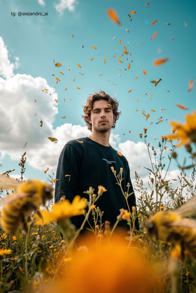 Worm’s-Eye Cinematic Portrait Among Wildflowers output 1